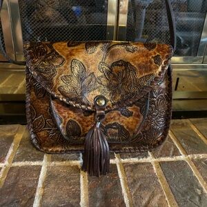 Brown tooled bag - gorgeous!